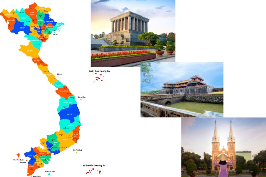Carte touristique du Vietnam avec les villes - Un voyage inspirant